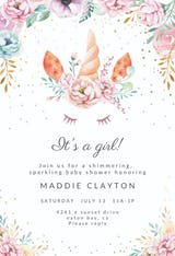 Floral unicorn - Invitación Para Baby Shower